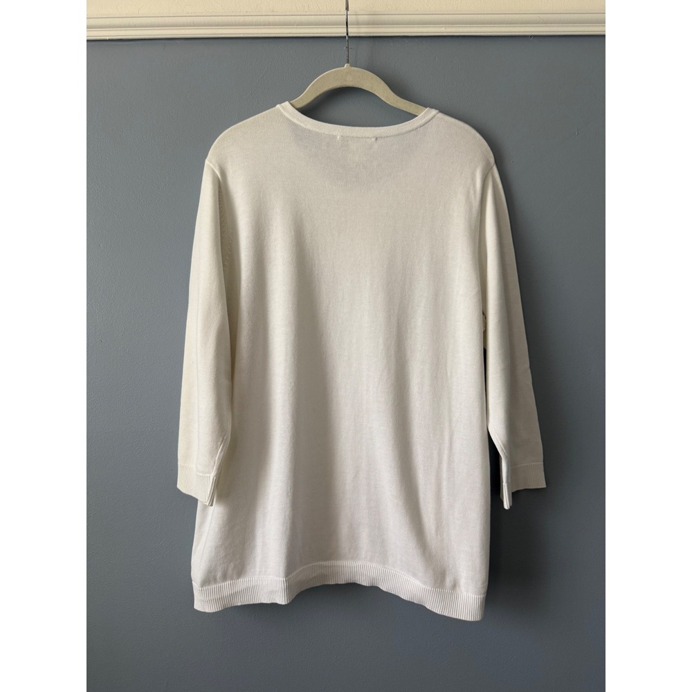 NWT Women's Coldwater Creek White Cotton Classic Cardigan 3/4 Sleeves Size XLarg - Picture 9 of 11